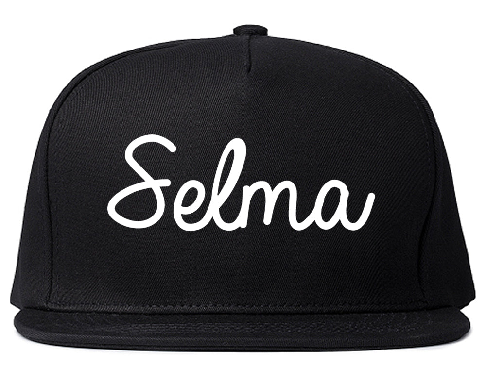 Selma Texas TX Script Mens Snapback Hat Black