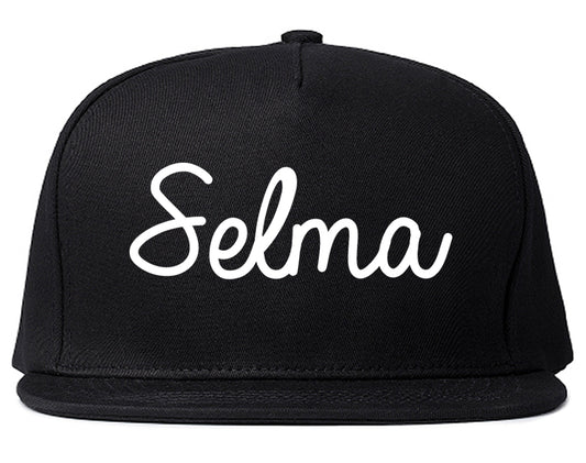 Selma Texas TX Script Mens Snapback Hat Black