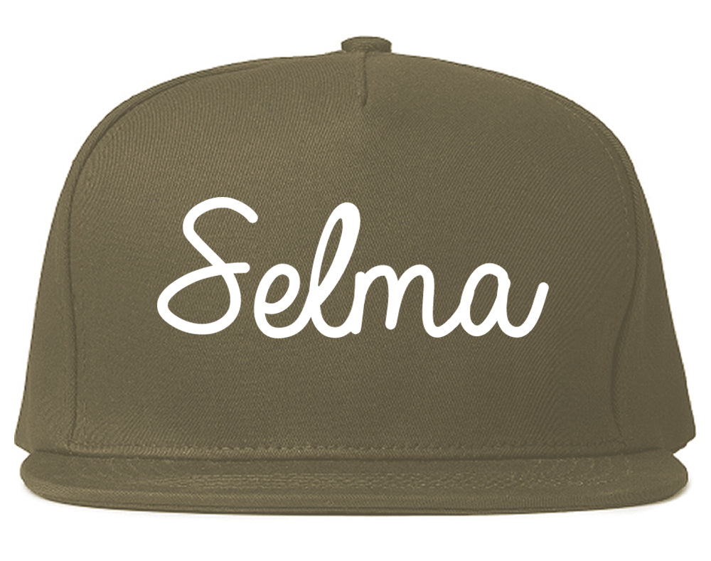 Selma Texas TX Script Mens Snapback Hat Grey