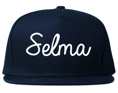 Selma Texas TX Script Mens Snapback Hat Navy Blue