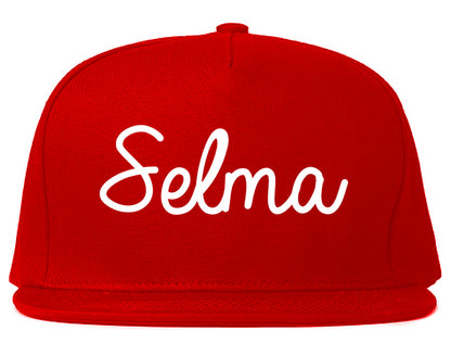 Selma Texas TX Script Mens Snapback Hat Red