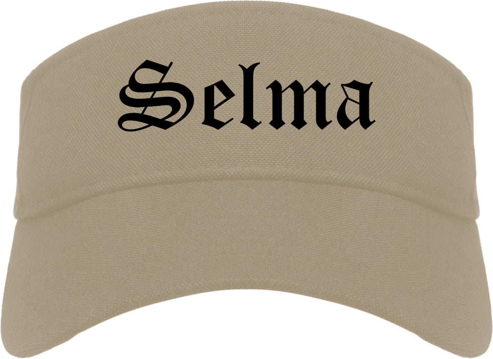 Selma Texas TX Old English Mens Visor Cap Hat Khaki