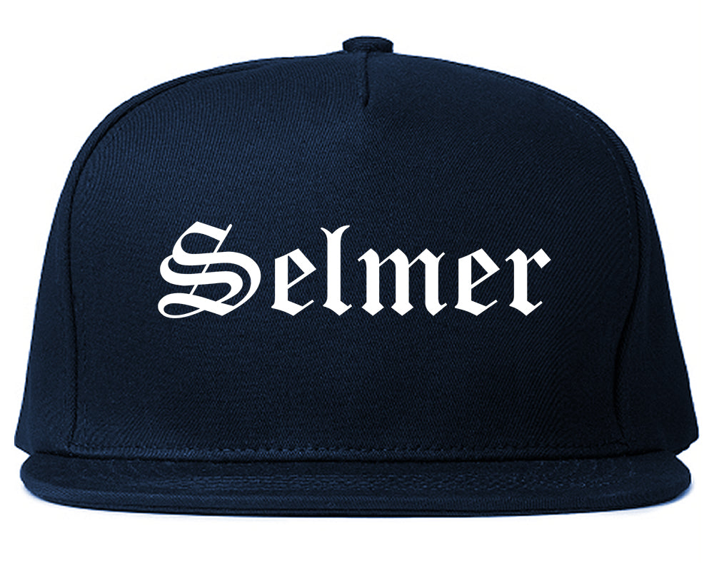 Selmer Tennessee TN Old English Mens Snapback Hat Navy Blue