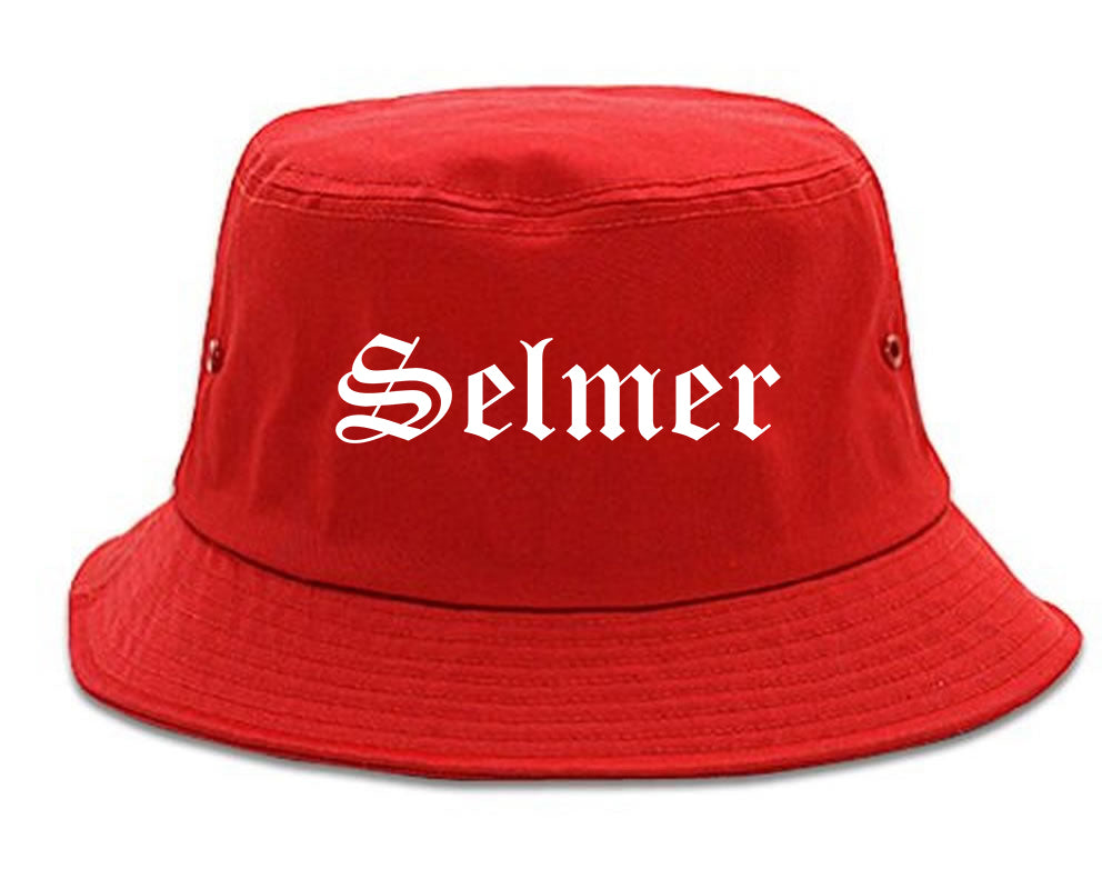 Selmer Tennessee TN Old English Mens Bucket Hat Red