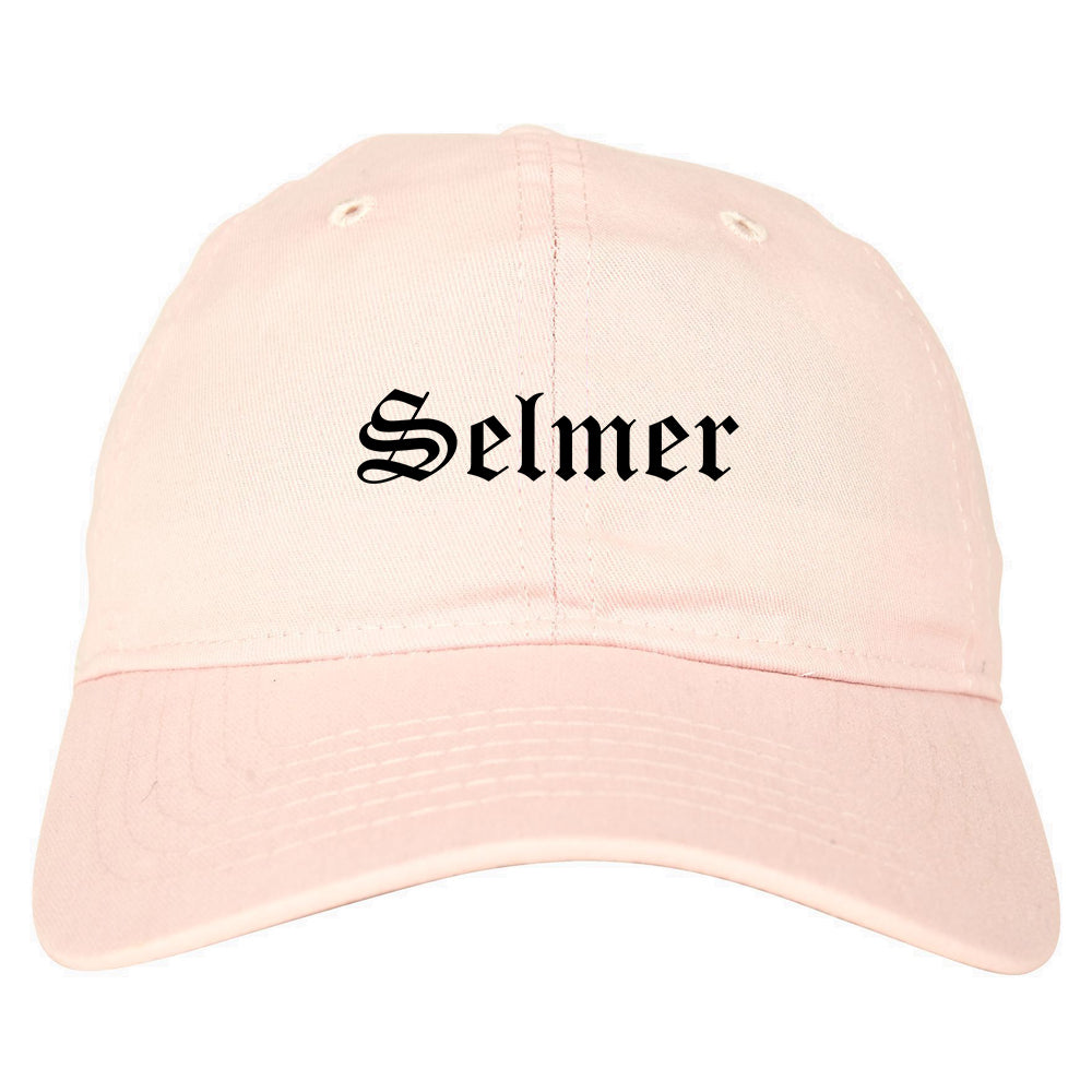 Selmer Tennessee TN Old English Mens Dad Hat Baseball Cap Pink