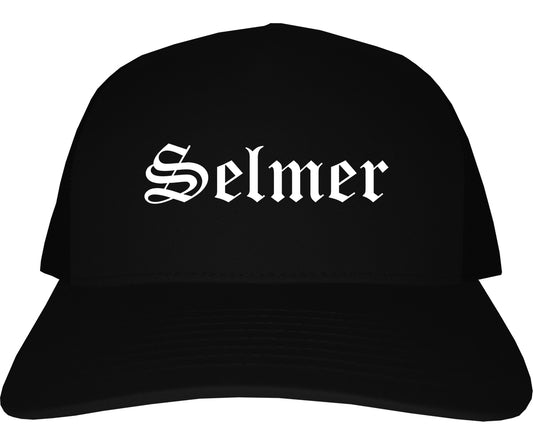 Selmer Tennessee TN Old English Mens Trucker Hat Cap Black