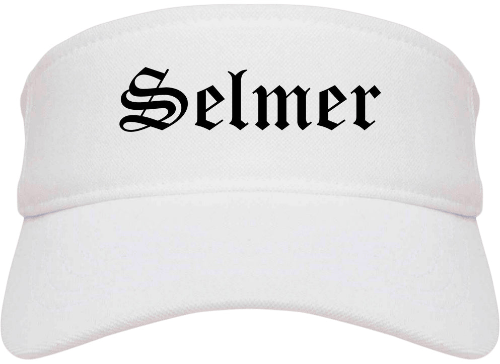 Selmer Tennessee TN Old English Mens Visor Cap Hat White