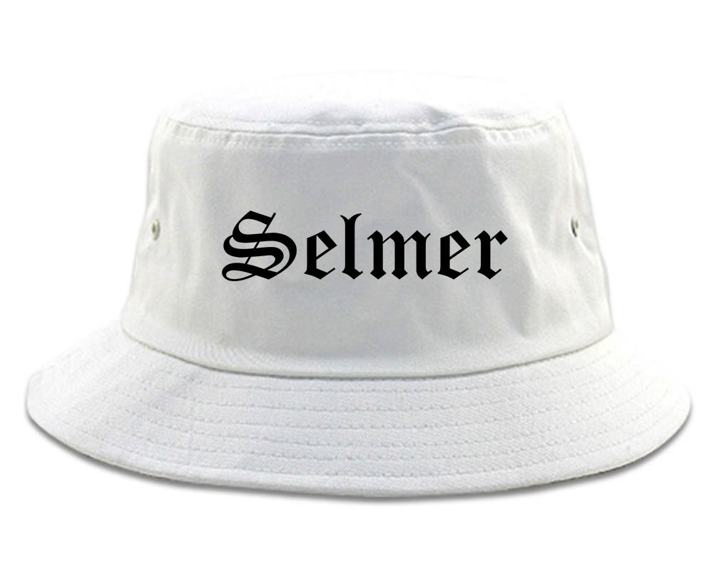 Selmer Tennessee TN Old English Mens Bucket Hat White