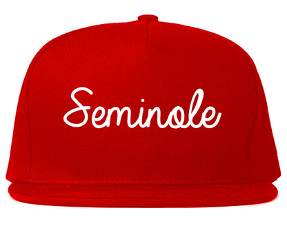 Seminole Florida FL Script Mens Snapback Hat Red