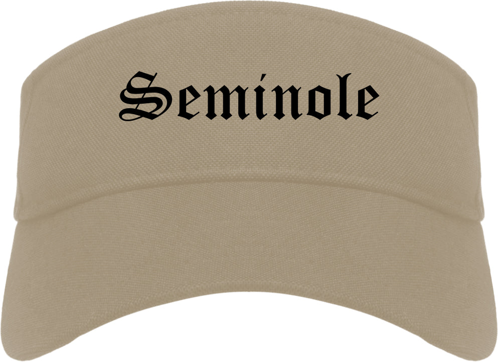 Seminole Florida FL Old English Mens Visor Cap Hat Khaki