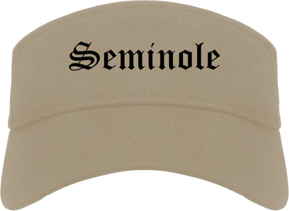 Seminole Florida FL Old English Mens Visor Cap Hat Khaki