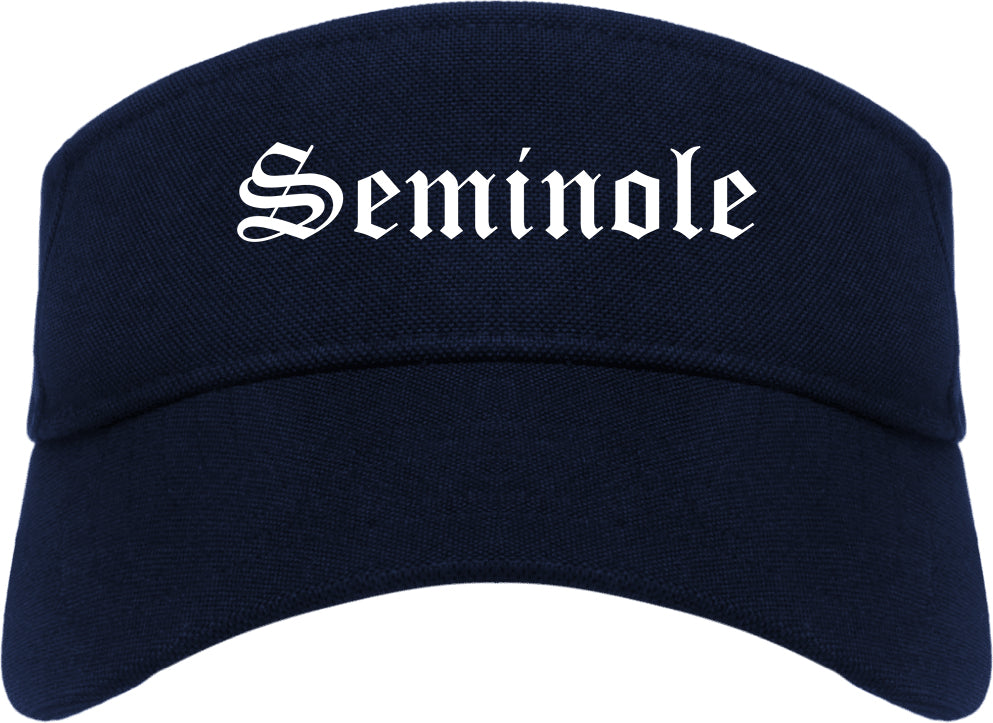 Seminole Florida FL Old English Mens Visor Cap Hat Navy Blue