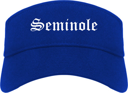 Seminole Florida FL Old English Mens Visor Cap Hat Royal Blue