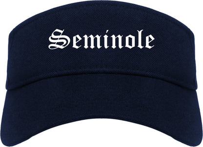 Seminole Oklahoma OK Old English Mens Visor Cap Hat Navy Blue