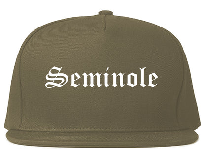Seminole Texas TX Old English Mens Snapback Hat Grey