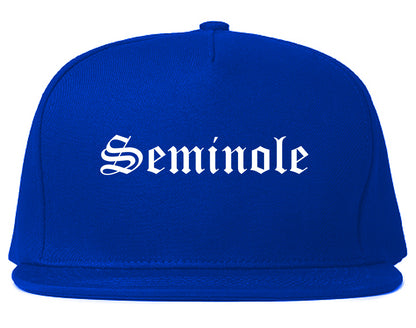 Seminole Texas TX Old English Mens Snapback Hat Royal Blue