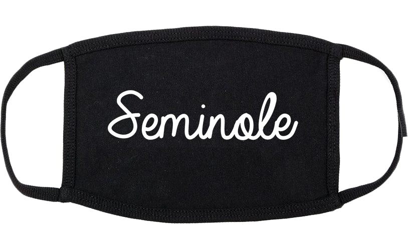 Seminole Texas TX Script Cotton Face Mask Black