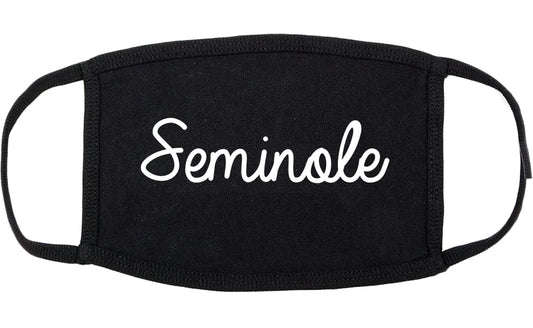 Seminole Texas TX Script Cotton Face Mask Black