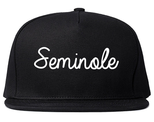 Seminole Texas TX Script Mens Snapback Hat Black