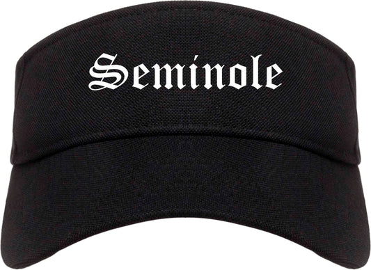 Seminole Texas TX Old English Mens Visor Cap Hat Black
