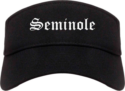 Seminole Texas TX Old English Mens Visor Cap Hat Black
