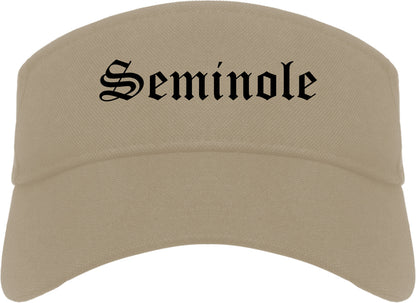 Seminole Texas TX Old English Mens Visor Cap Hat Khaki