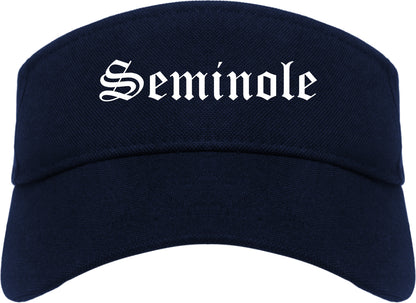 Seminole Texas TX Old English Mens Visor Cap Hat Navy Blue