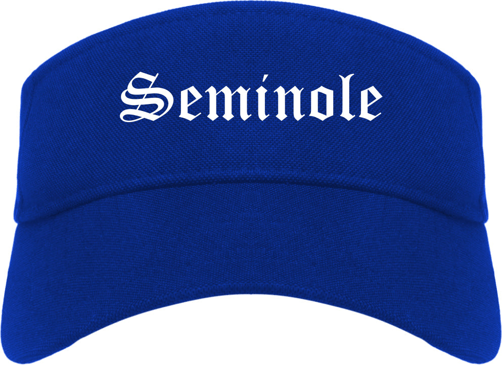 Seminole Texas TX Old English Mens Visor Cap Hat Royal Blue