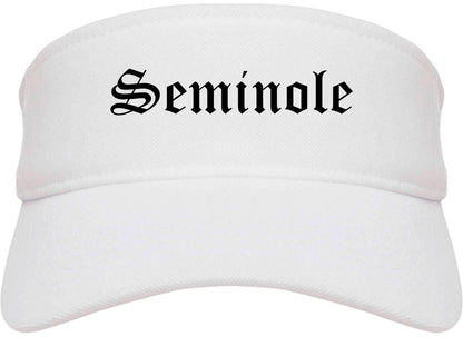 Seminole Texas TX Old English Mens Visor Cap Hat White