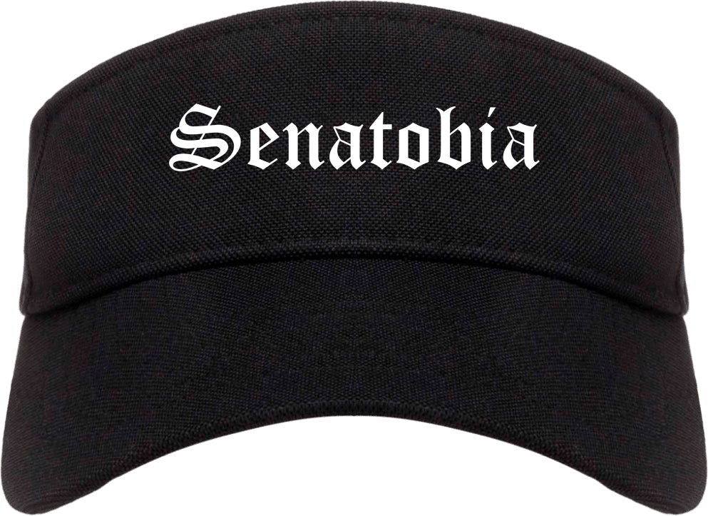 Senatobia Mississippi MS Old English Mens Visor Cap Hat Black