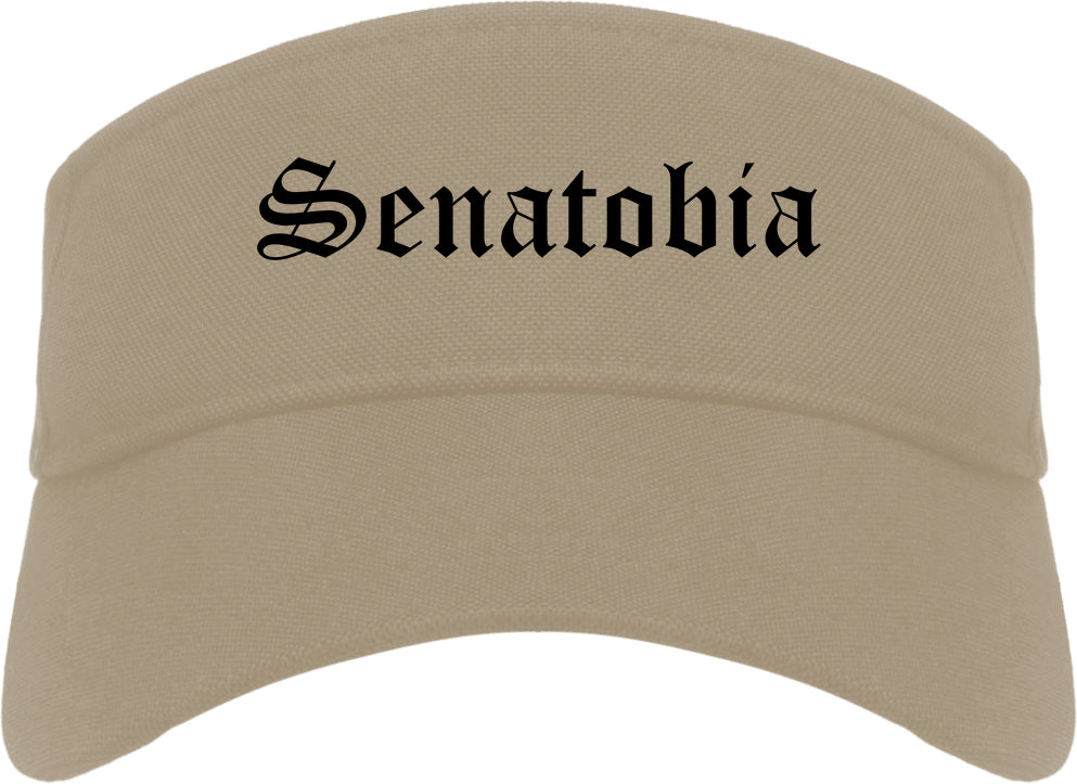 Senatobia Mississippi MS Old English Mens Visor Cap Hat Khaki