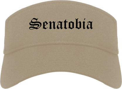 Senatobia Mississippi MS Old English Mens Visor Cap Hat Khaki