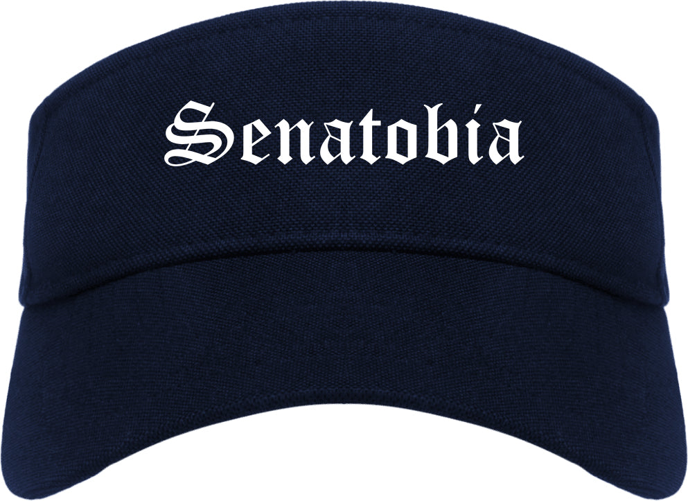 Senatobia Mississippi MS Old English Mens Visor Cap Hat Navy Blue