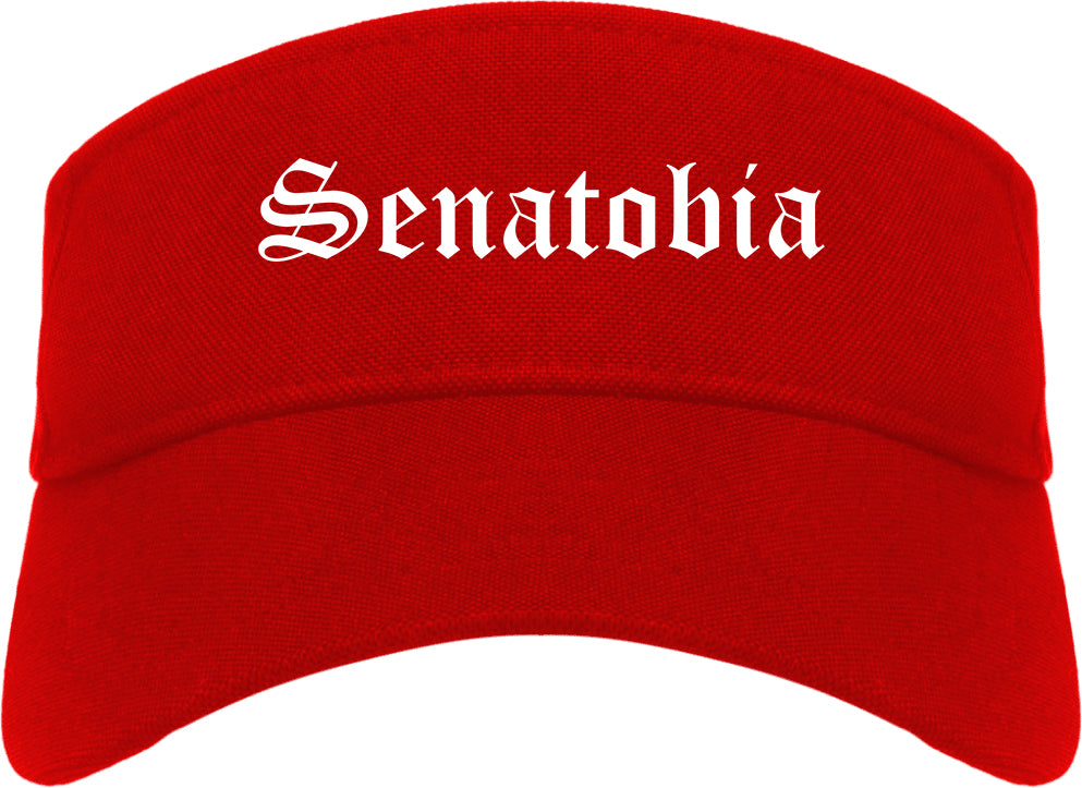 Senatobia Mississippi MS Old English Mens Visor Cap Hat Red