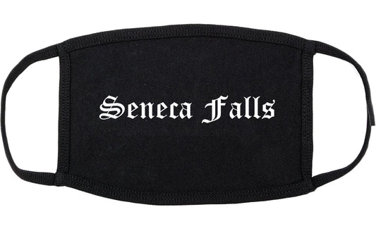 Seneca Falls New York NY Old English Cotton Face Mask Black