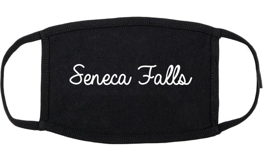 Seneca Falls New York NY Script Cotton Face Mask Black