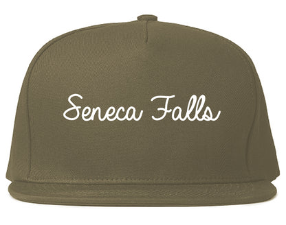 Seneca Falls New York NY Script Mens Snapback Hat Grey