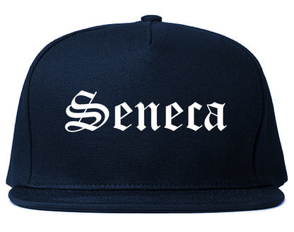 Seneca South Carolina SC Old English Mens Snapback Hat Navy Blue