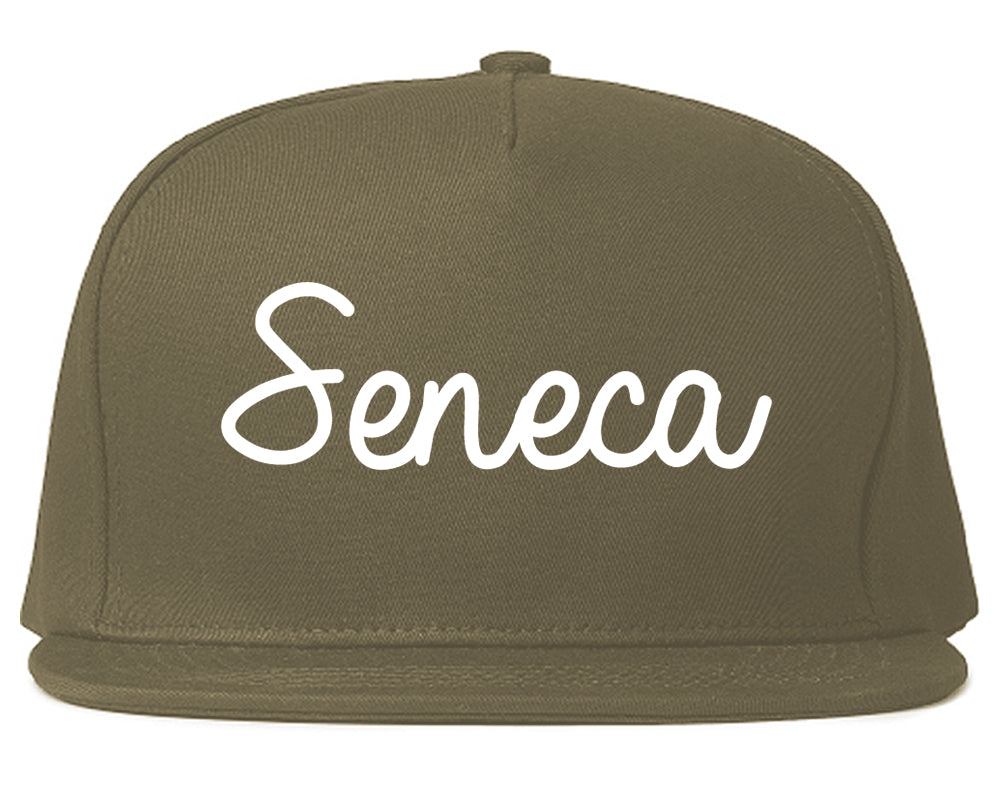 Seneca South Carolina SC Script Mens Snapback Hat Grey