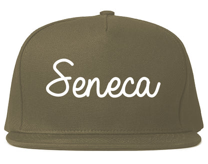 Seneca South Carolina SC Script Mens Snapback Hat Grey