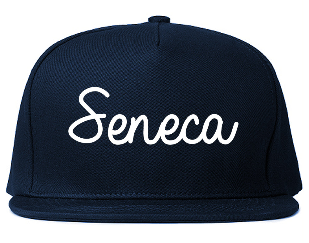 Seneca South Carolina SC Script Mens Snapback Hat Navy Blue