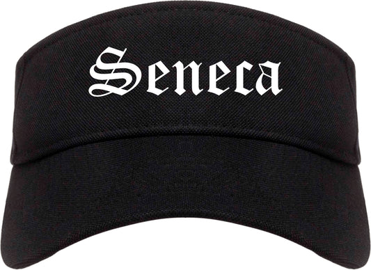 Seneca South Carolina SC Old English Mens Visor Cap Hat Black