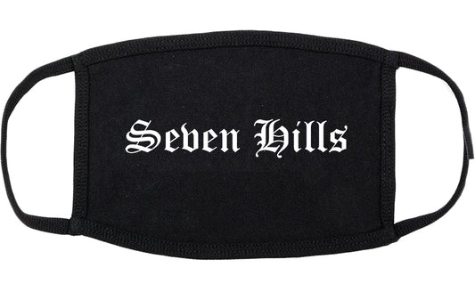 Seven Hills Ohio OH Old English Cotton Face Mask Black