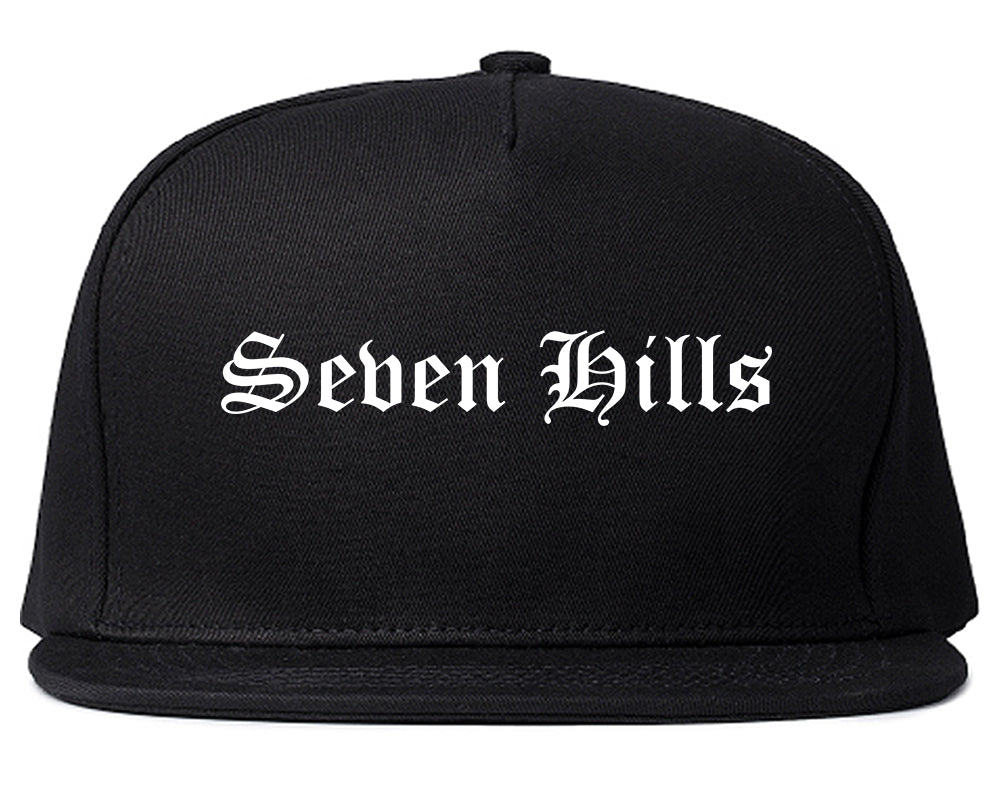 Seven Hills Ohio OH Old English Mens Snapback Hat Black