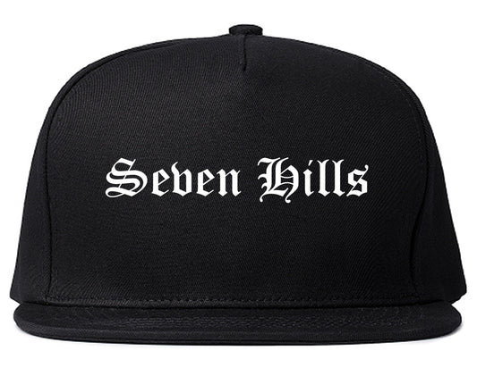 Seven Hills Ohio OH Old English Mens Snapback Hat Black