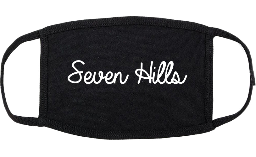 Seven Hills Ohio OH Script Cotton Face Mask Black