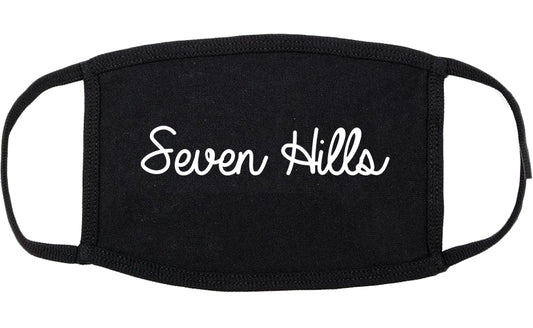 Seven Hills Ohio OH Script Cotton Face Mask Black
