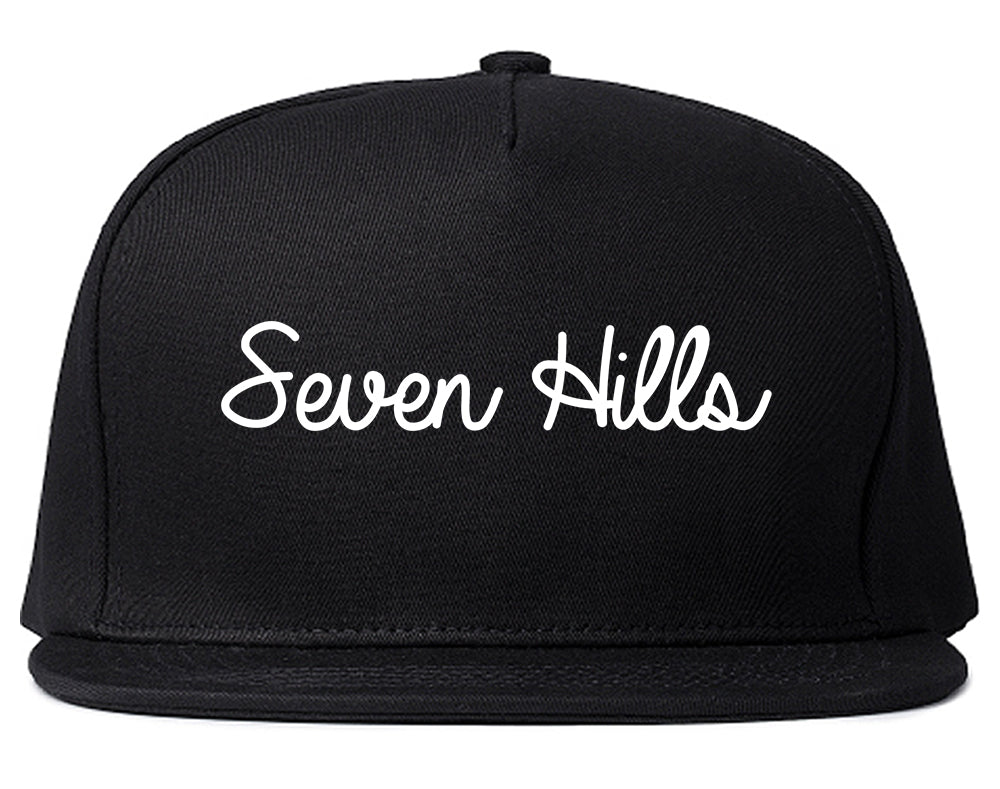 Seven Hills Ohio OH Script Mens Snapback Hat Black