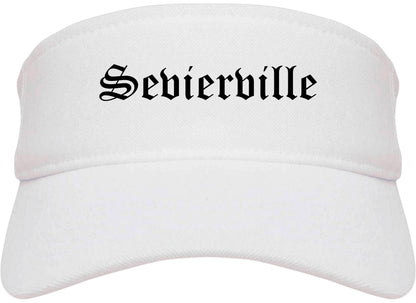 Sevierville Tennessee TN Old English Mens Visor Cap Hat White