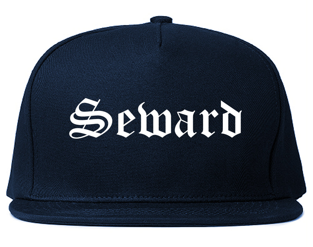 Seward Nebraska NE Old English Mens Snapback Hat Navy Blue
